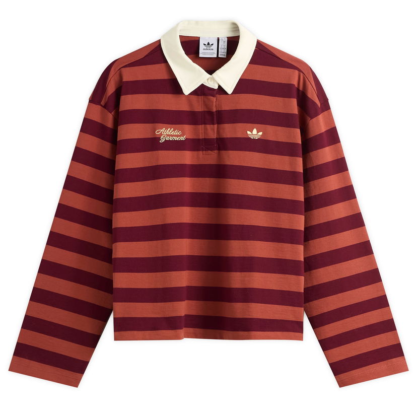 Poolopaita adidas Originals Long Sleeve Striped Polo Burgundia | KF2323