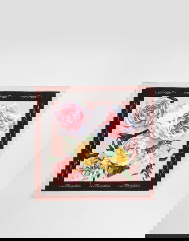 Huivi Dolce & Gabbana Dolce & Gabbana Rose and Peony Print Silk Twill Square Scarf Vaaleanpunainen | FN093RGDCUIHF5IY, 2