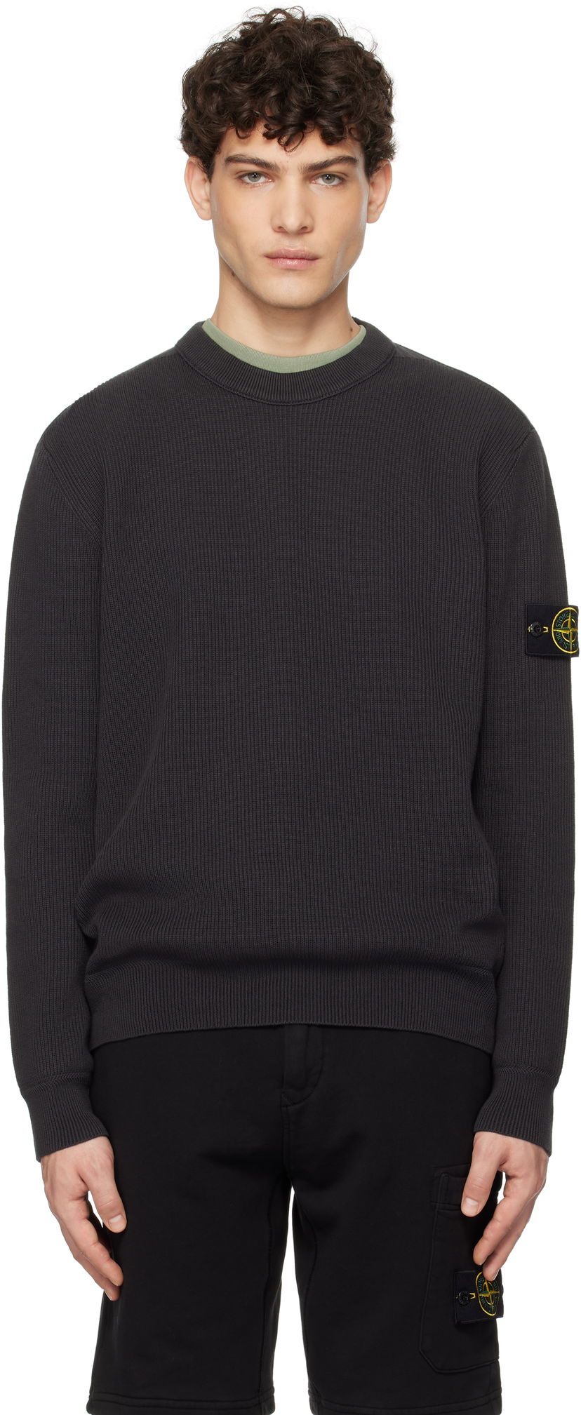 Villapaita Stone Island Stone Island Ribbed Organic Cotton Crewneck Sweater Harmaa | K1S15 5100054 S00D8