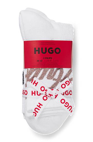 Sukat BOSS Three-pack of short-length socks with sparkly logos Valkoinen | 50546384, 1