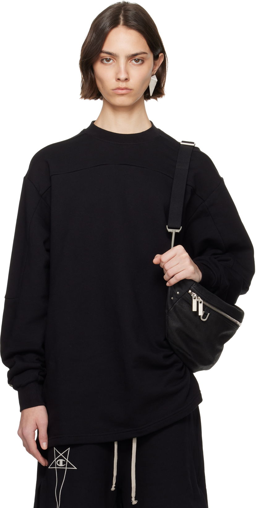 Huppari Rick Owens Rick Owens Champion Edition Girdered Sweatshirt Musta | CW01E1671 CHFE