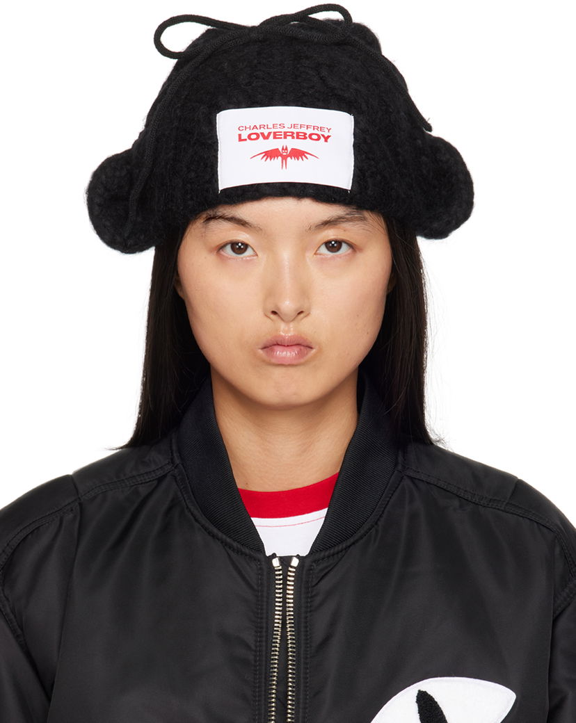 Pipo Charles Jeffrey Loverboy Black Chunky Aviator Beanie Musta | 42130201