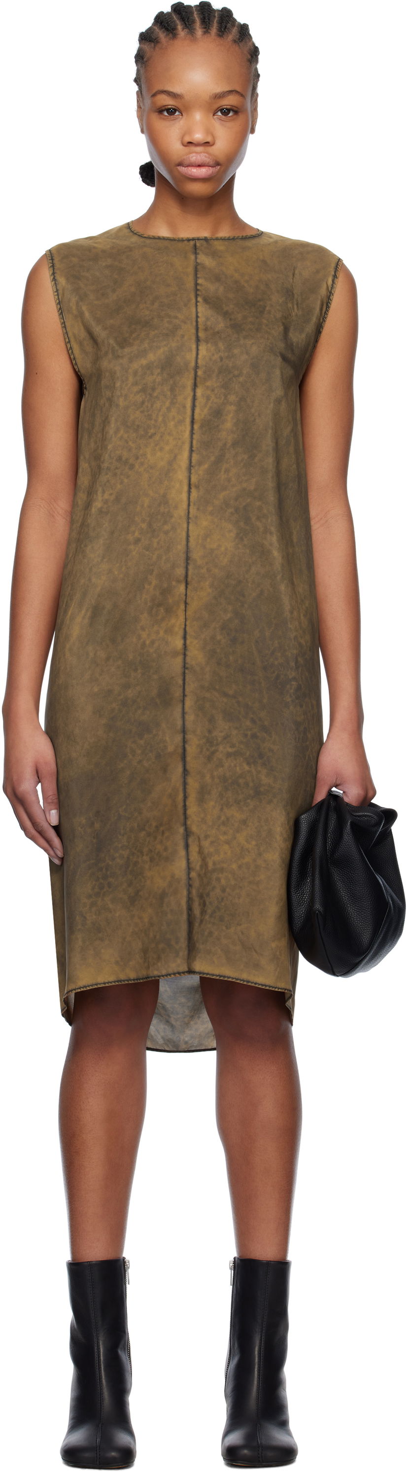 Mekko Maison Margiela MM6 Maison Margiela Silk Shift Midi Dress Ruskea | S52DA0051 M35244