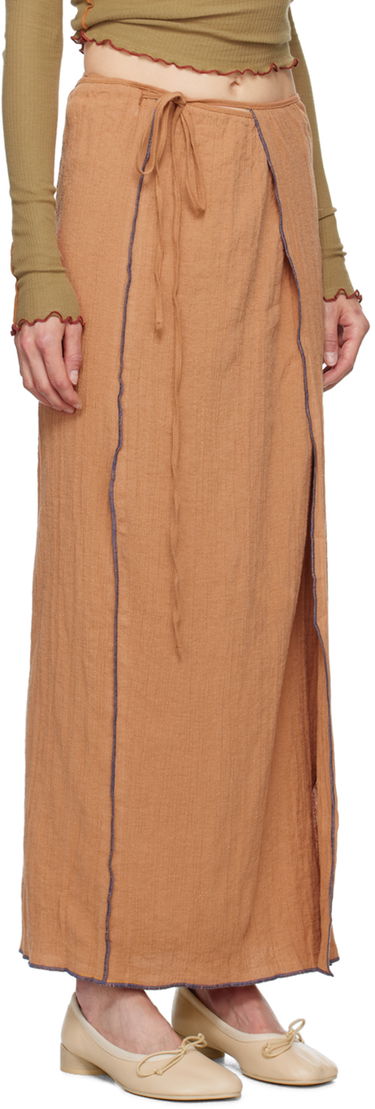 Hame Baserange Maxi Skirt with Front Slits Beige | SKSKW-CL-AU24, 1