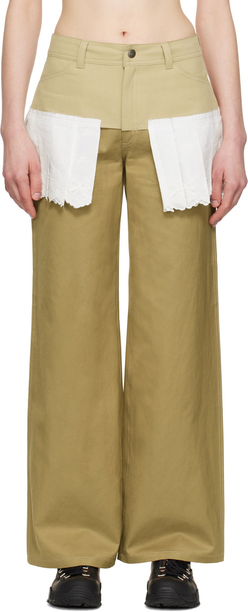 Housut Andersson Bell Andersson Bell Lace Pleats Skirt Trousers Beige | apa798w