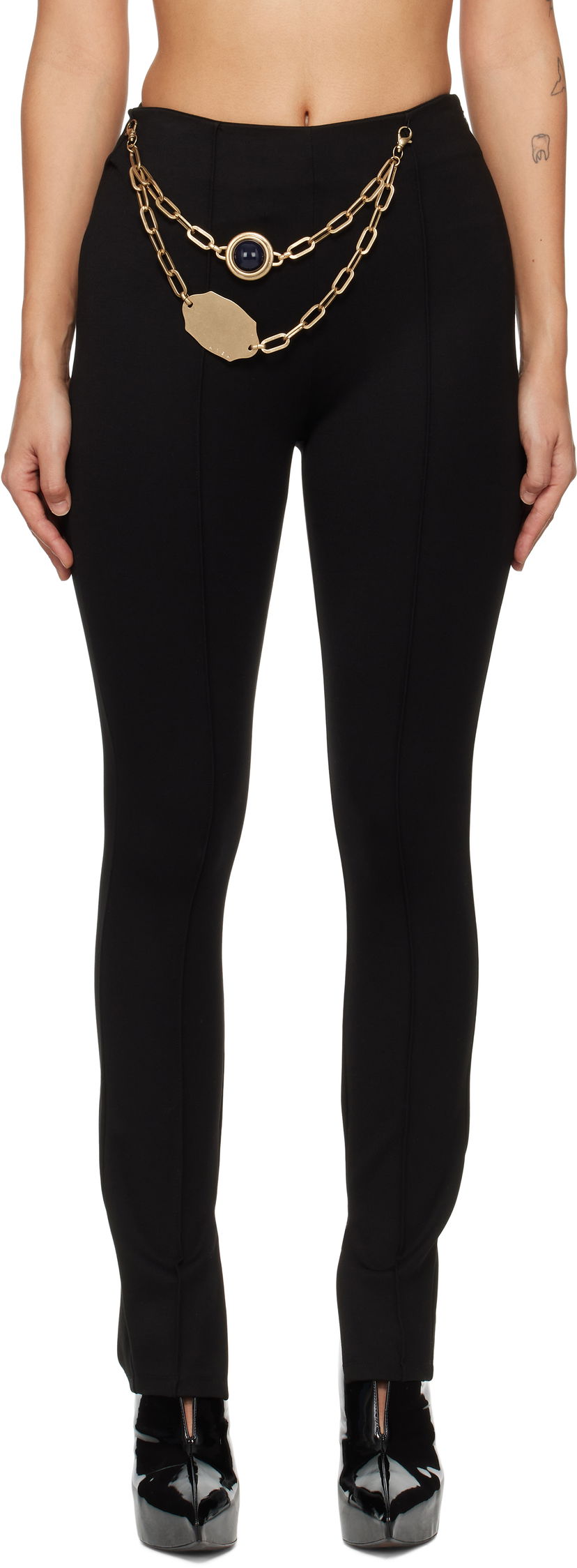 Leggingsit Area AREA Chain Plate Belt Leggings Musta | FW24AWPA0035FA01