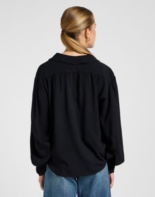 Paita Lee Regular Statement Collar Shirt Unionall Musta | 112371292, 0