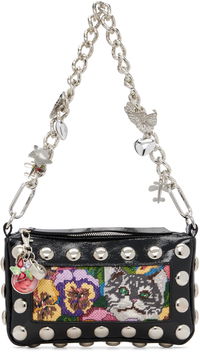 Fillie Studded Chain Charm Embroidered Pouch Bag