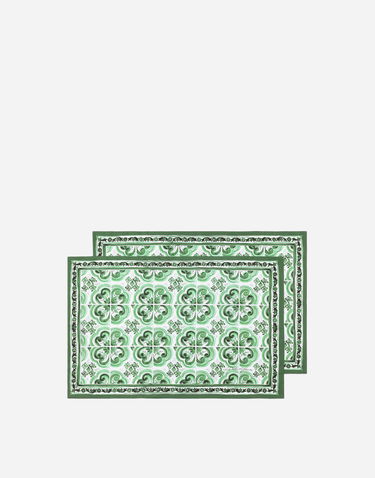 Asusteet Dolce & Gabbana Dolce & Gabbana Set of 2 Cotton Sateen Pillowcases with Green Tile Print Vihreä | TCES02TCAKFUV009, 1