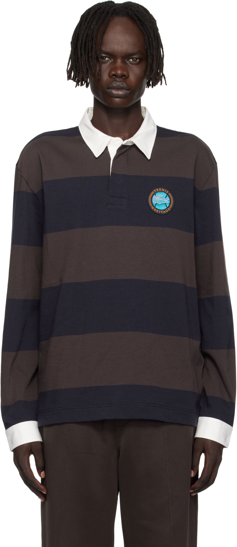 Poolopaita Lacoste Lacoste Relaxed Fit Striped Rugby Polo Ruskea | KH5916_6IY