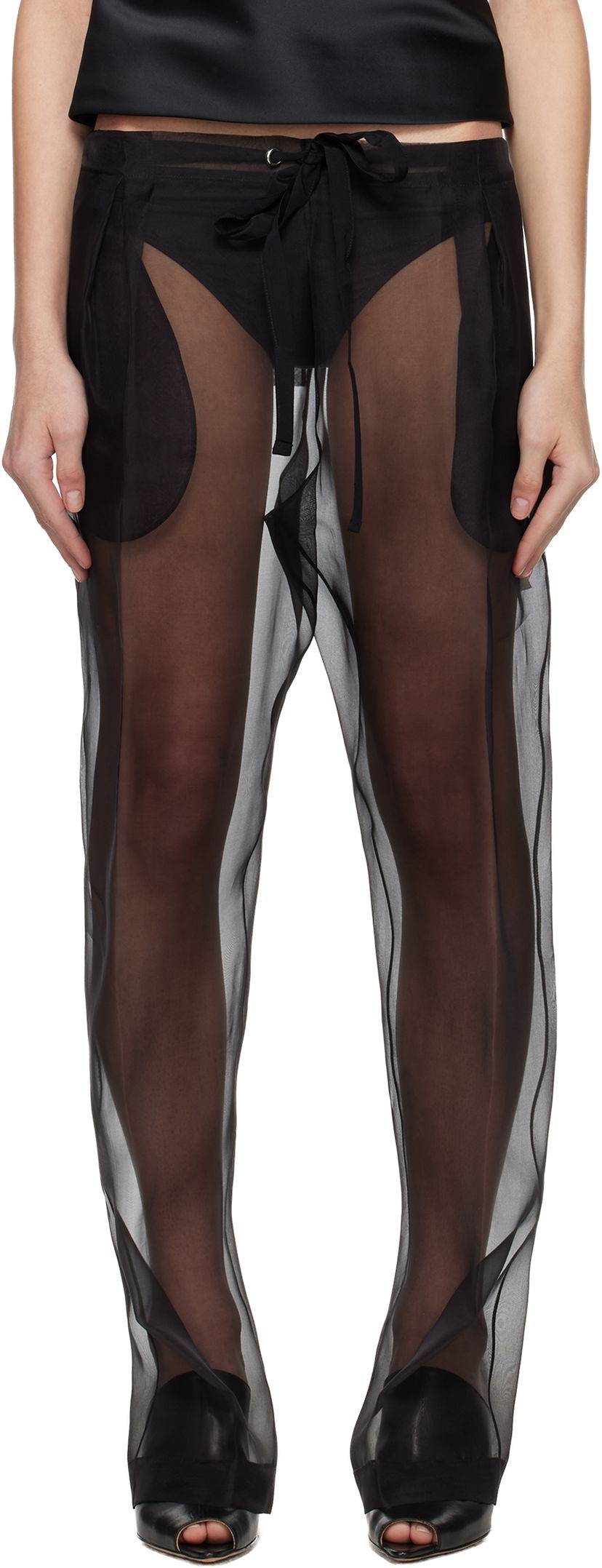 Housut Khaite KHAITE Trenton Sheer Silk Trousers Musta | 3160343