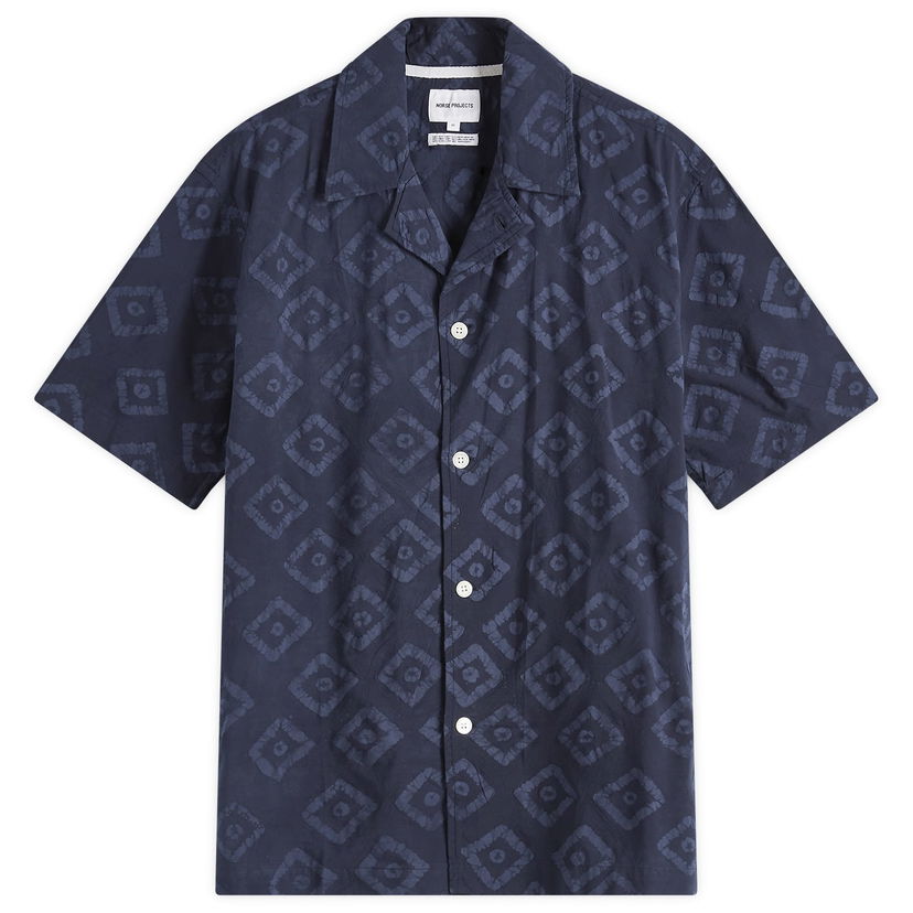 Paita NORSE PROJECTS Norse Projects Mads Batik Vacation Shirt, Size Large Tummansininen | N40-0833-7004