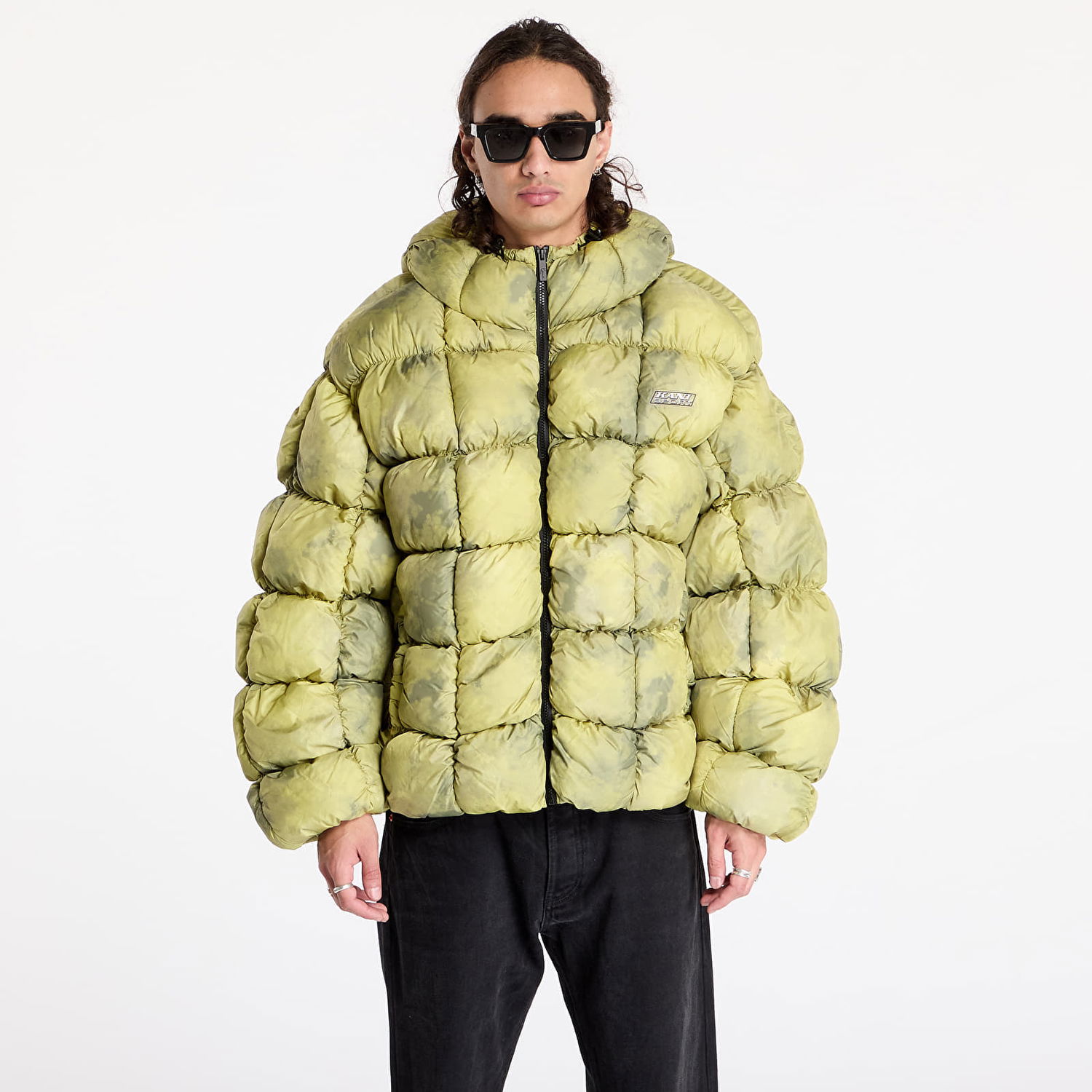 Puffer takki Karl Kani Jacket Sport Patch Square Quilted Puffer Jacket Lime Green L Keltainen | 60760018, 0