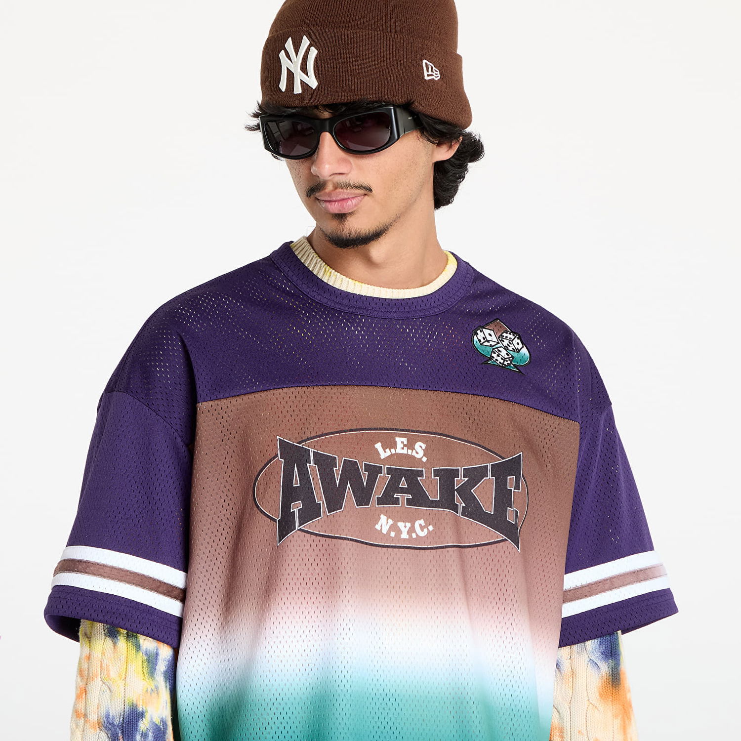 Jersey Awake NY Dres Mesh Football Jersey Brown Multi S Monivärinen | AWK-FW24-TP006-BRN, 1