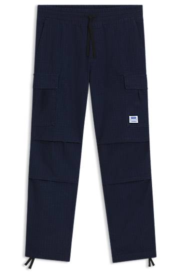 Cargo housut BOSS Relaxed-Fit Ripstop Cargo Trousers Tummansininen | 50552121