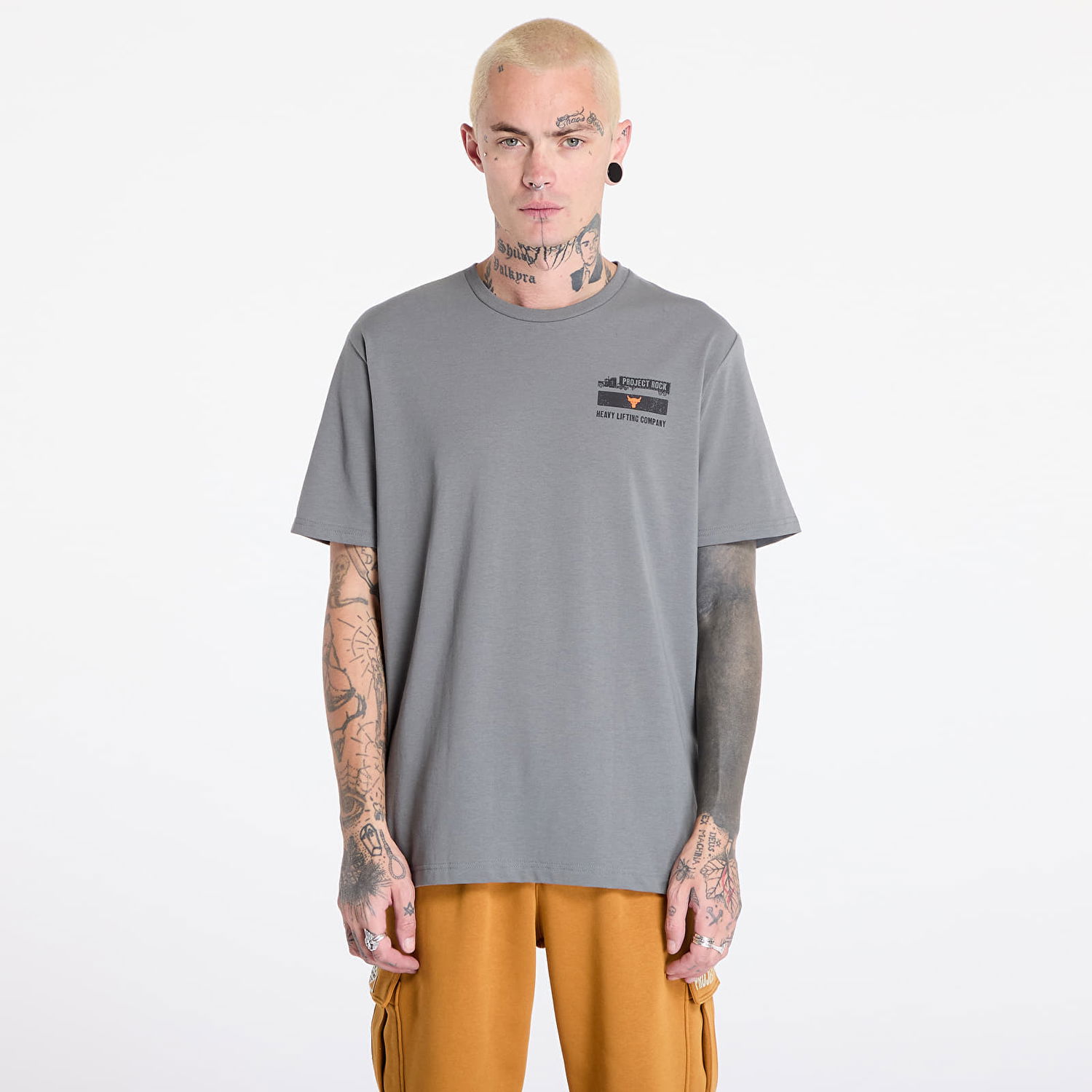 T-paita Under Armour T-shirt Project Rock 60/40S SS 4 Tools Clay Green/ Team Orange/ Black S Harmaa | 1386909-709, 0