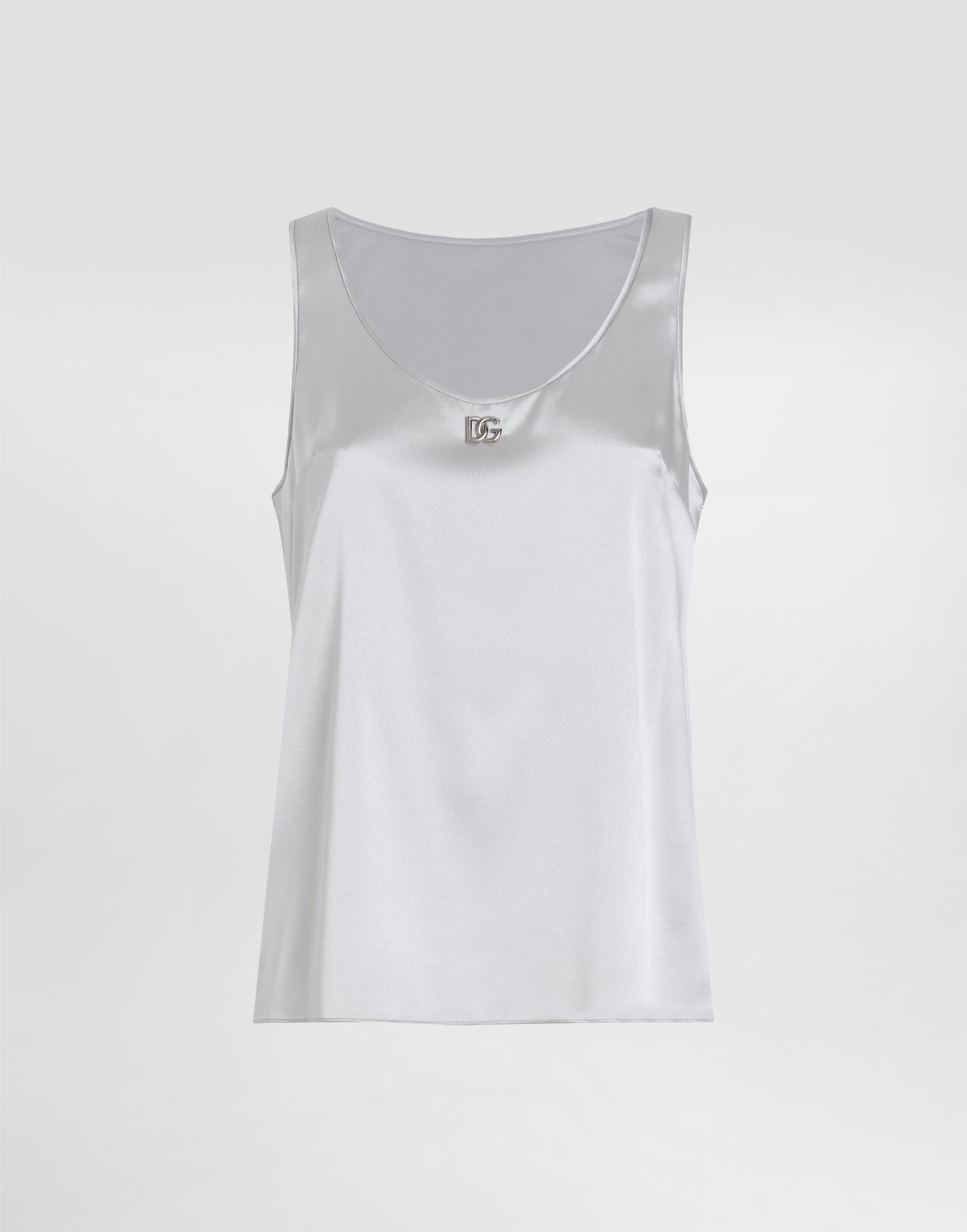 Tankkitoppi Dolce & Gabbana Satin Tank Top With Logo Pin Harmaa | F7AK5TGDCVQN4534, 0