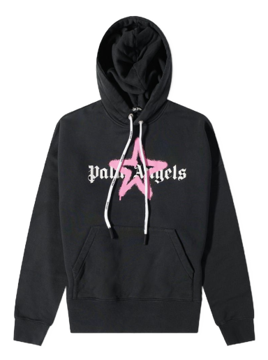Huppari Palm Angels Star Sprayed Logo Popover Hoody Musta | PMBB058C99FLE0071030