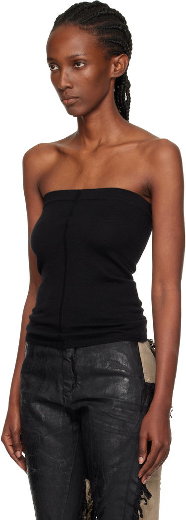 Tankkitoppi Rick Owens Rick Owens Concordians Runway Ribbed Tube Top Musta | RO02E4674 WS, 3
