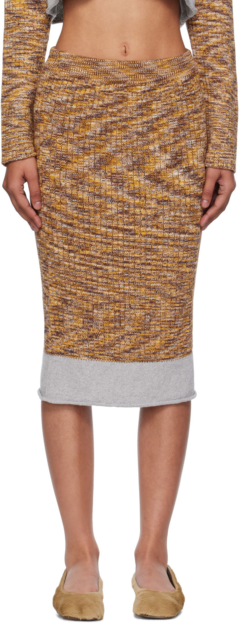 Hame Baserange Baserange Midi Knit Skirt Keltainen | SSWA-TC-AU25