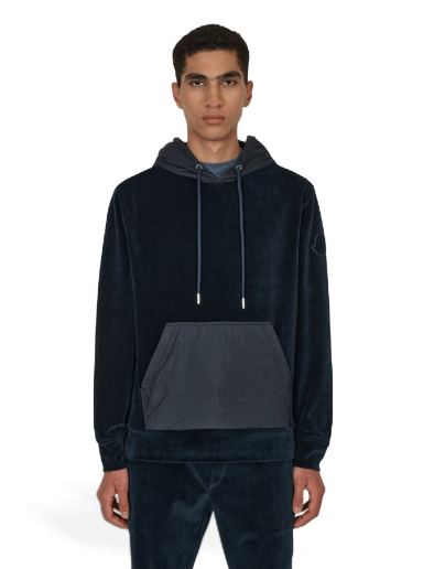 Huppari Moncler Velvet Hooded Sweatshirt Tummansininen | H20918G00026 778