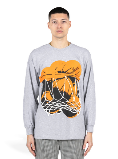 T-paita Pleasures Hoops Long-Sleeve Tee Heather Grey Harmaa | P23SP055-GREY