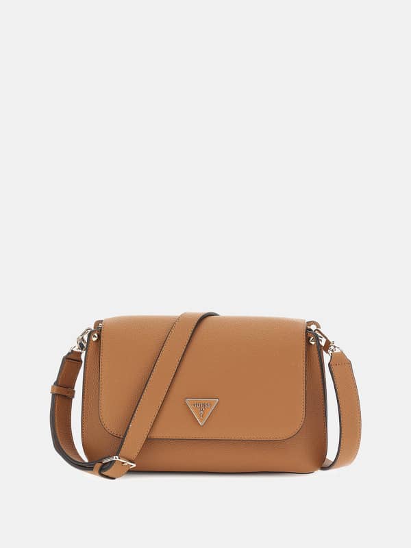 Käsilaukku GUESS Meridian Triangle Logo Crossbody Beige | HWBG8778200, 0