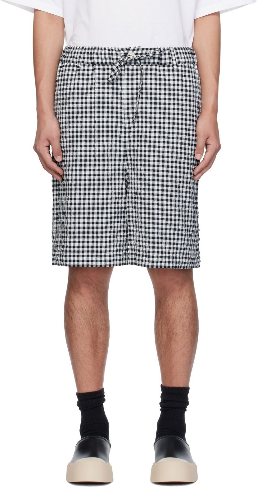 Shortsit Marni Marni Gingham Seersucker Drawstring Shorts Musta | PUMU0291A0 UTN929