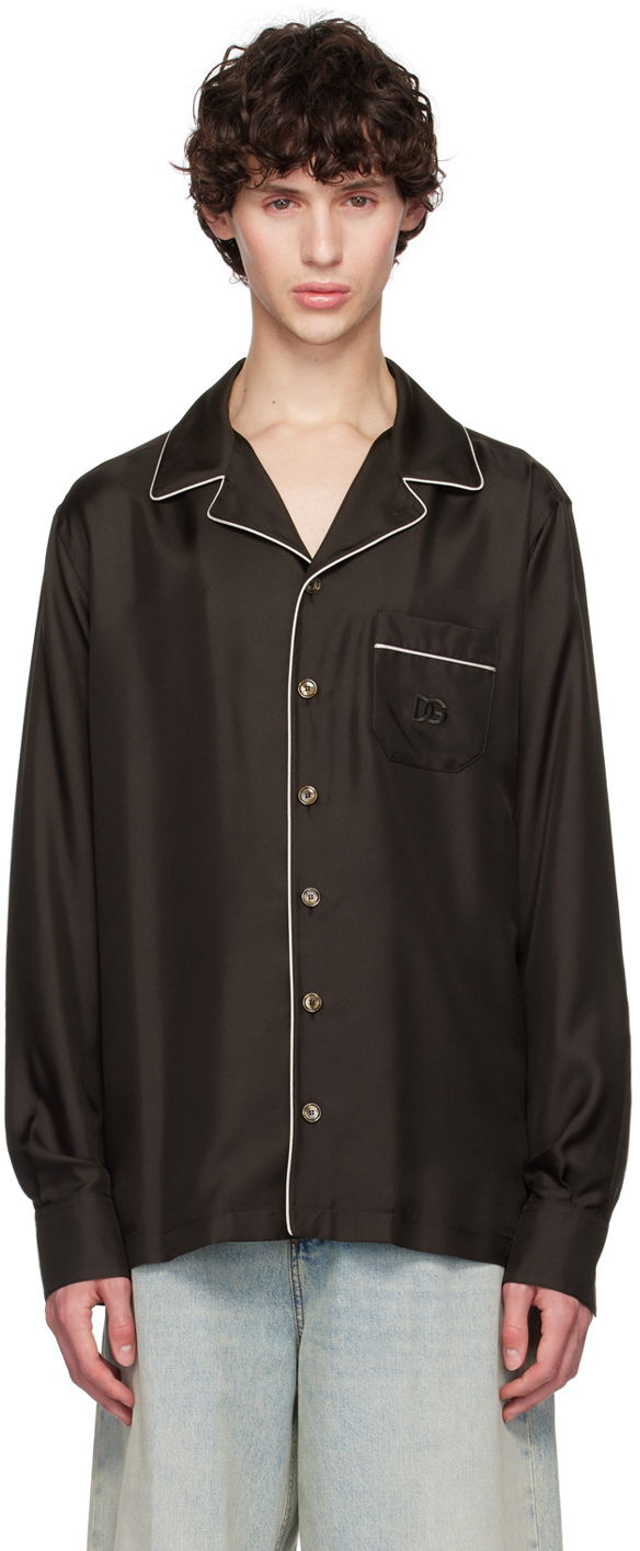 Paita Dolce & Gabbana Dolce&Gabbana DG Embroidery Silk Shirt Musta | G5IF1ZFU1S4