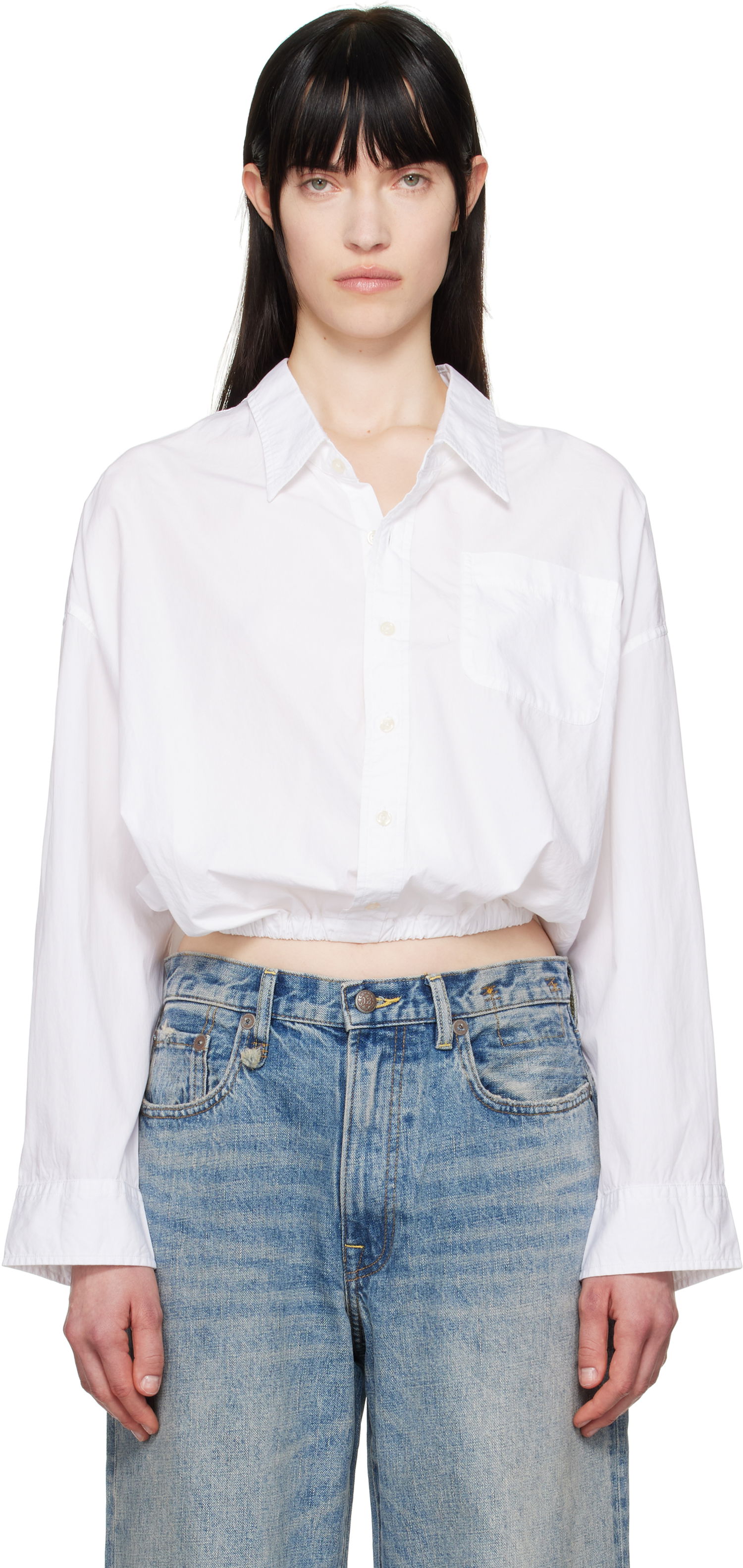 Paita R13 R13 Crossover Cropped Button-Down Shirt Valkoinen | R13WR269-R338B, 0