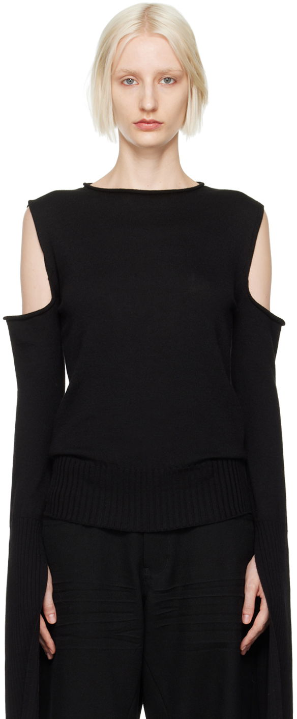 Villapaita Rick Owens Black Porterville Cape Sleeve Sweater Musta | RP02D3611 M