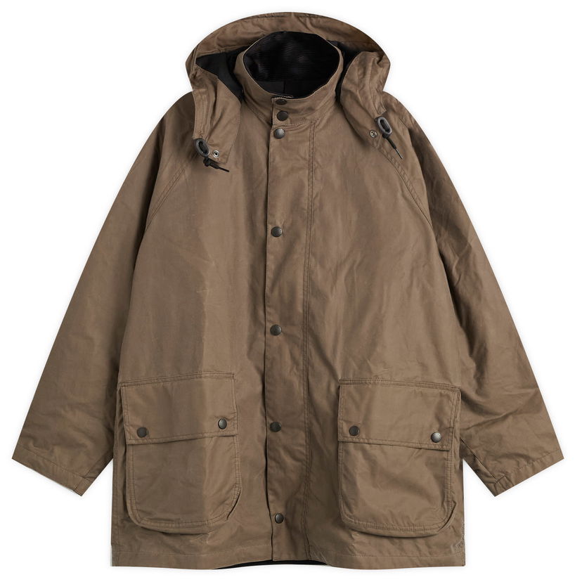 Parka Barbour Margaret Howell Stand Collar Wax Parka Jacket, Size Large Ruskea | MWX2513OL52