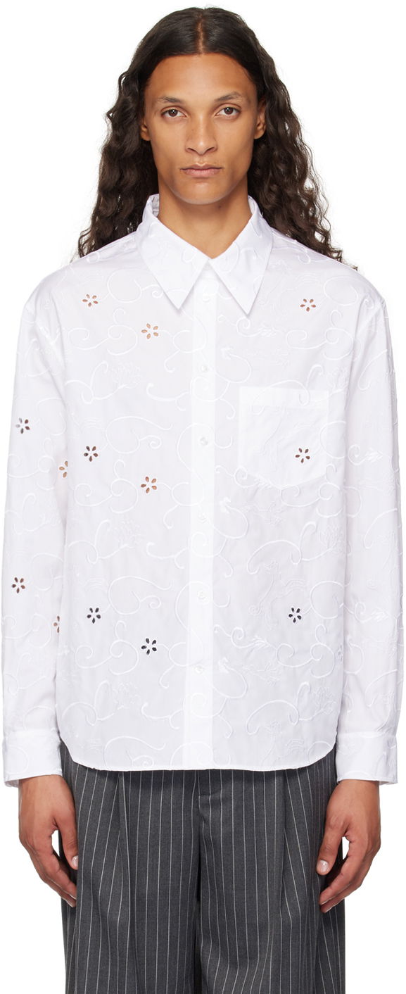 Paita Simone Rocha Simone Rocha Classic Fit Embroidered Shirt Valkoinen | 5281 1023