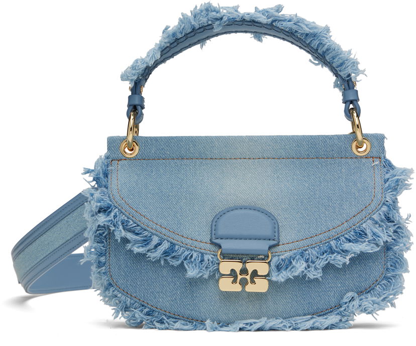 Käsilaukku GANNI GANNI Mini Top Handle Apo-G Denim Bag Sininen | A6520