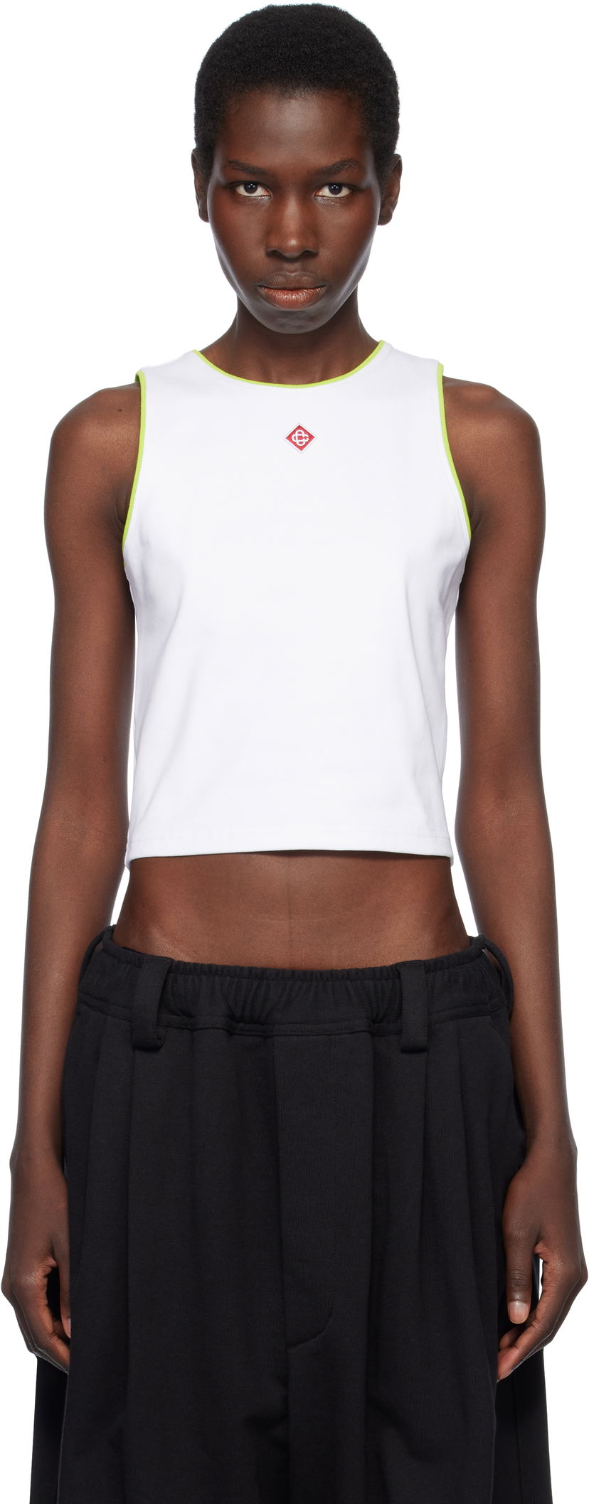 Tankkitoppi Casablanca Casablanca Diamond Logo Cropped Tank Top Valkoinen | WS25-JTS-011-02