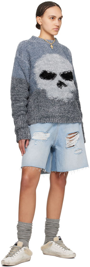 Villapaita ERL Intarsia Knit Skull Sweater Harmaa | ERL08N367, 3