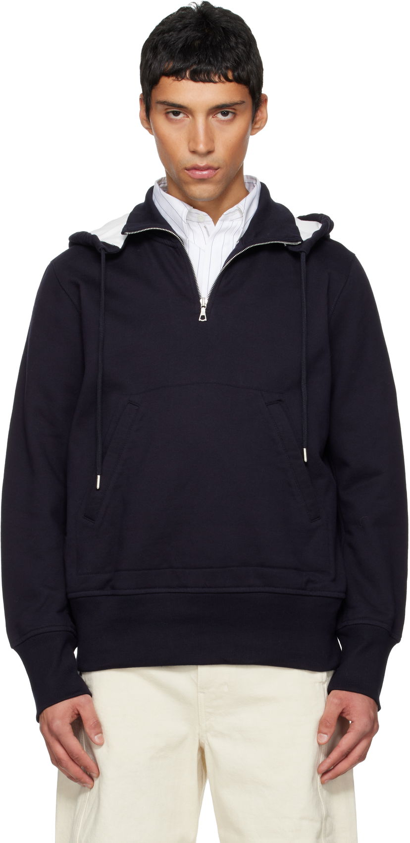 Huppari Dries Van Noten Dries Van Noten Half-Zip Hoodie Tummansininen | 252-021144-2611