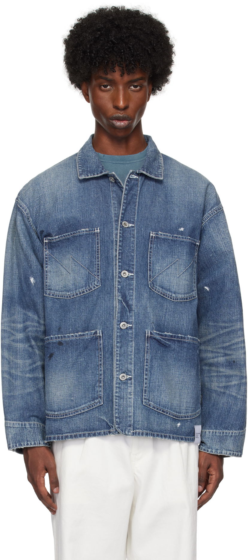 Takki Neighborhood Washed Coverall Denim Jacket Sininen | 242SPNH-JKM02