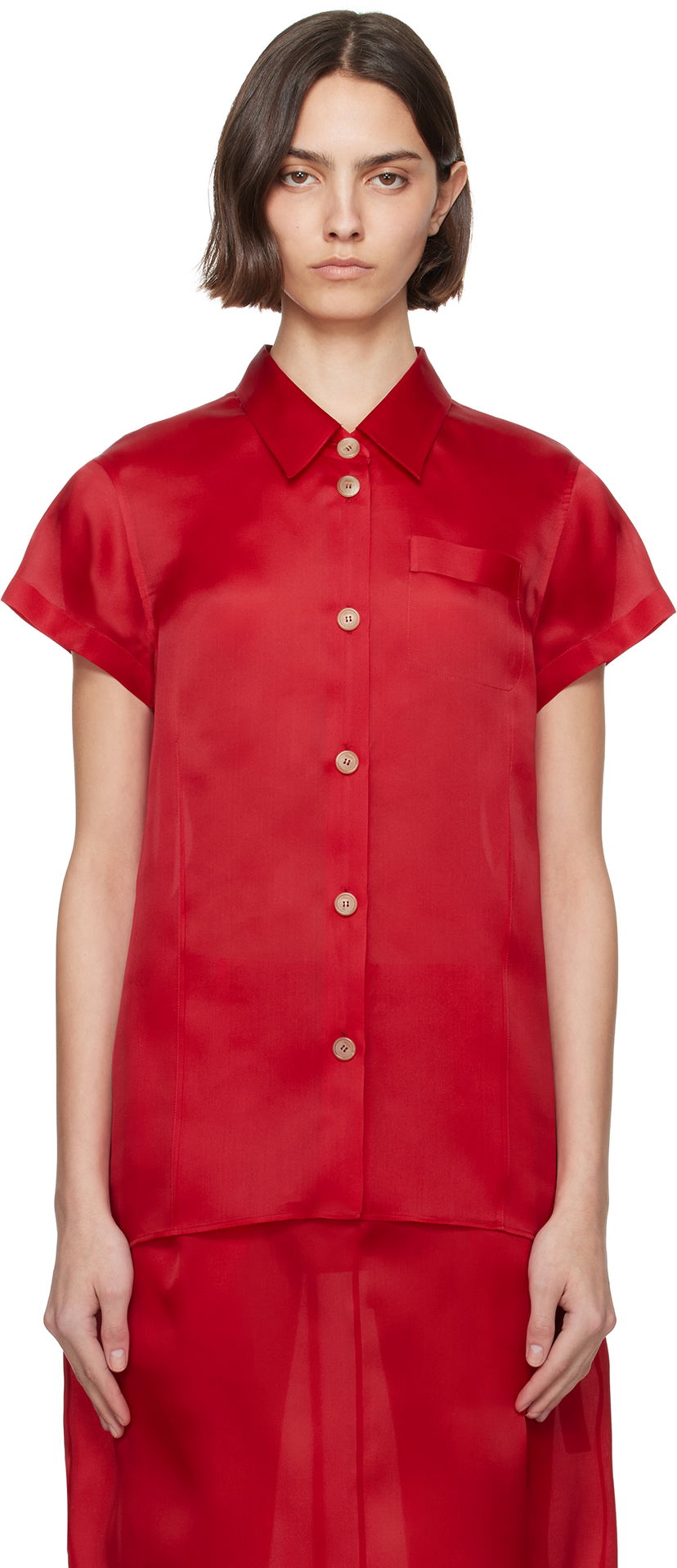 Paita Khaite KHAITE Keefe Silk Shirt Punainen | 23833002