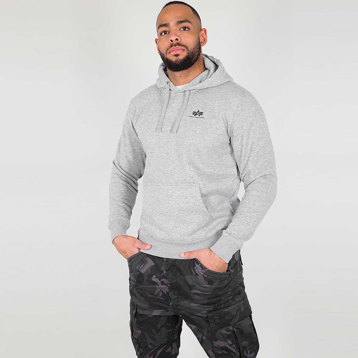 Huppari Alpha Industries Alpha Industries Basic Small Logo Hoodie Harmaa | 196318-gry, 1