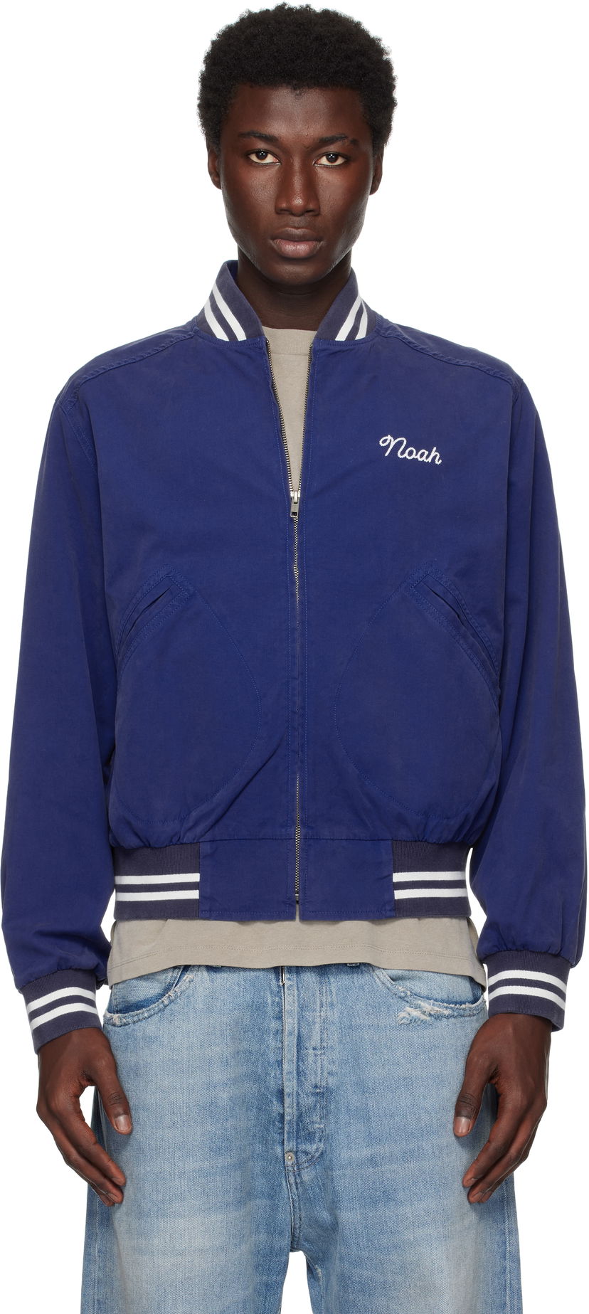 Bomber-takki Noah Noah Cotton Varsity Jacket Sininen | OW086SS25ROY
