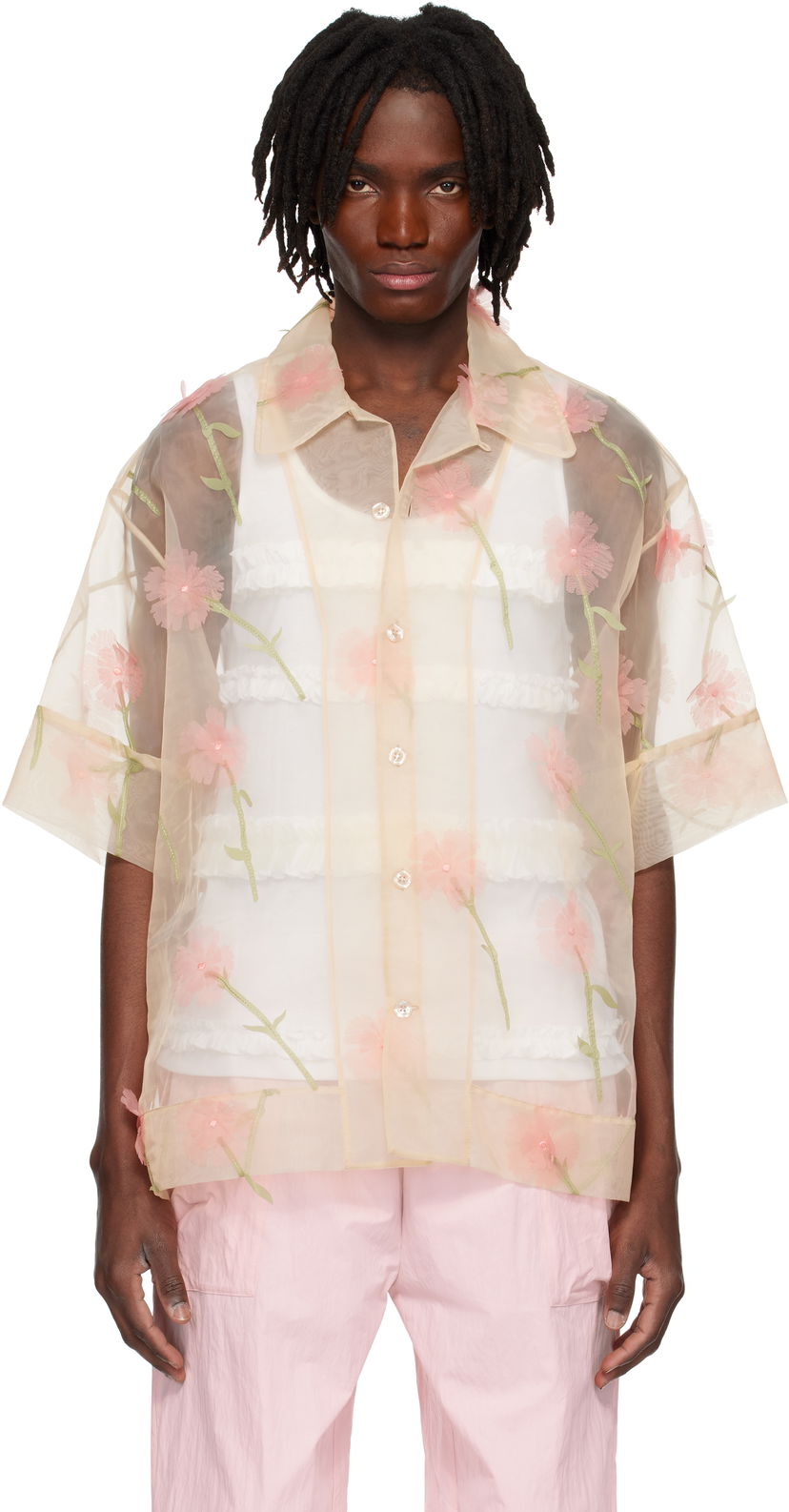 Paita Simone Rocha Simone Rocha Carnation Organza Boxy Shirt Beige | 5332 1245