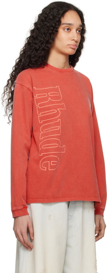Huppari Rhude Rhude Side Logo Long Sleeve T-Shirt Punainen | RHPS25TT13012, 4