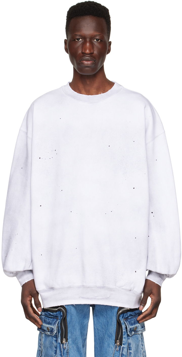 Huppari We11done We11done Distressed Cotton Sweatshirt Valkoinen | WD-TS1-22-620-U-WH