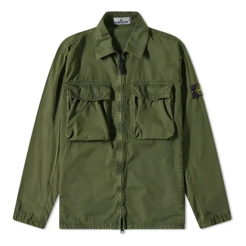 Tuulitakki Stone Island Brushed Cotton Two Pocket Shirt Jacket Vihreä | 7615114WN-V0158