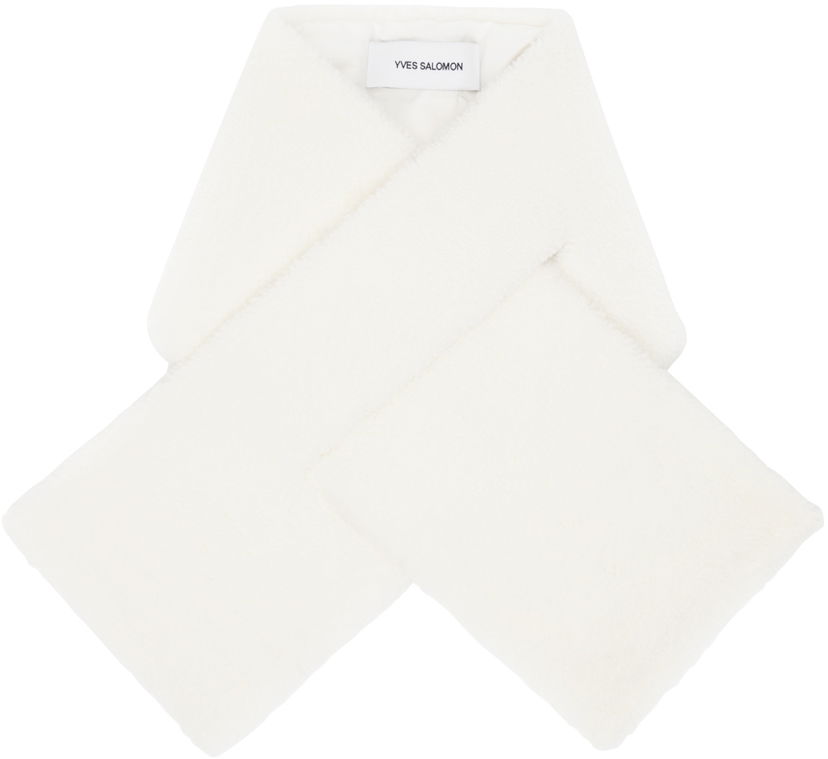 Huivi Yves Salomon Down Shearling Scarf Valkoinen | 25W25WAA004XXDOTM