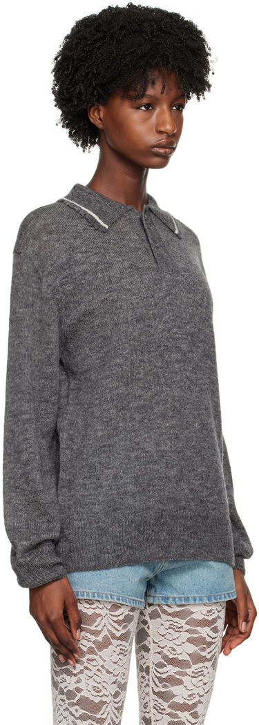 Villapaita We11done Frayed Polo Sweater Harmaa | WD-KT1-23-665-U-GY, 1