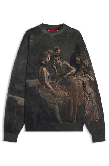 Huppari BOSS HUGO x apoh Oversized-Fit Sweatshirt with Ballerina Print Musta | 50555032