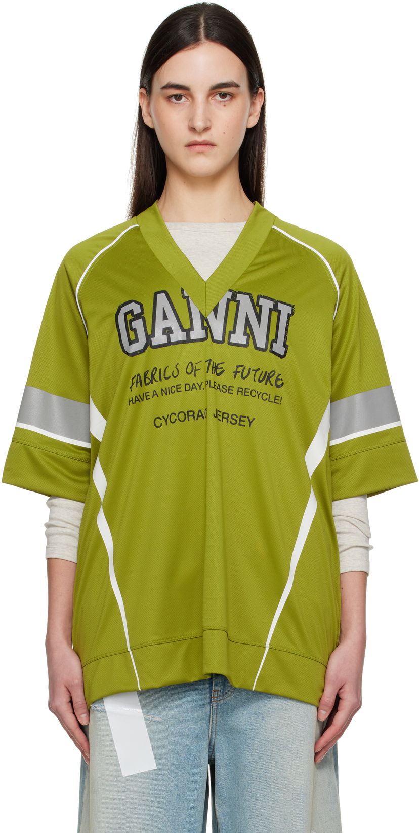 Jersey GANNI GANNI Future Mesh Oversized T-Shirt Vihreä | T4299