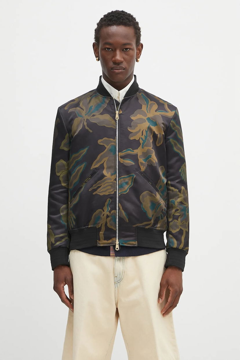 Bomber-takki Paul Smith Paul Smith Floral Print Bomber Jacket Musta | M1R.275U.T02704